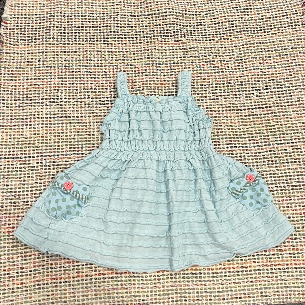 Matilda Jane Happy & Free Lazy River Blue Ruffle Sun Dress‎ Sz 12-18 Months